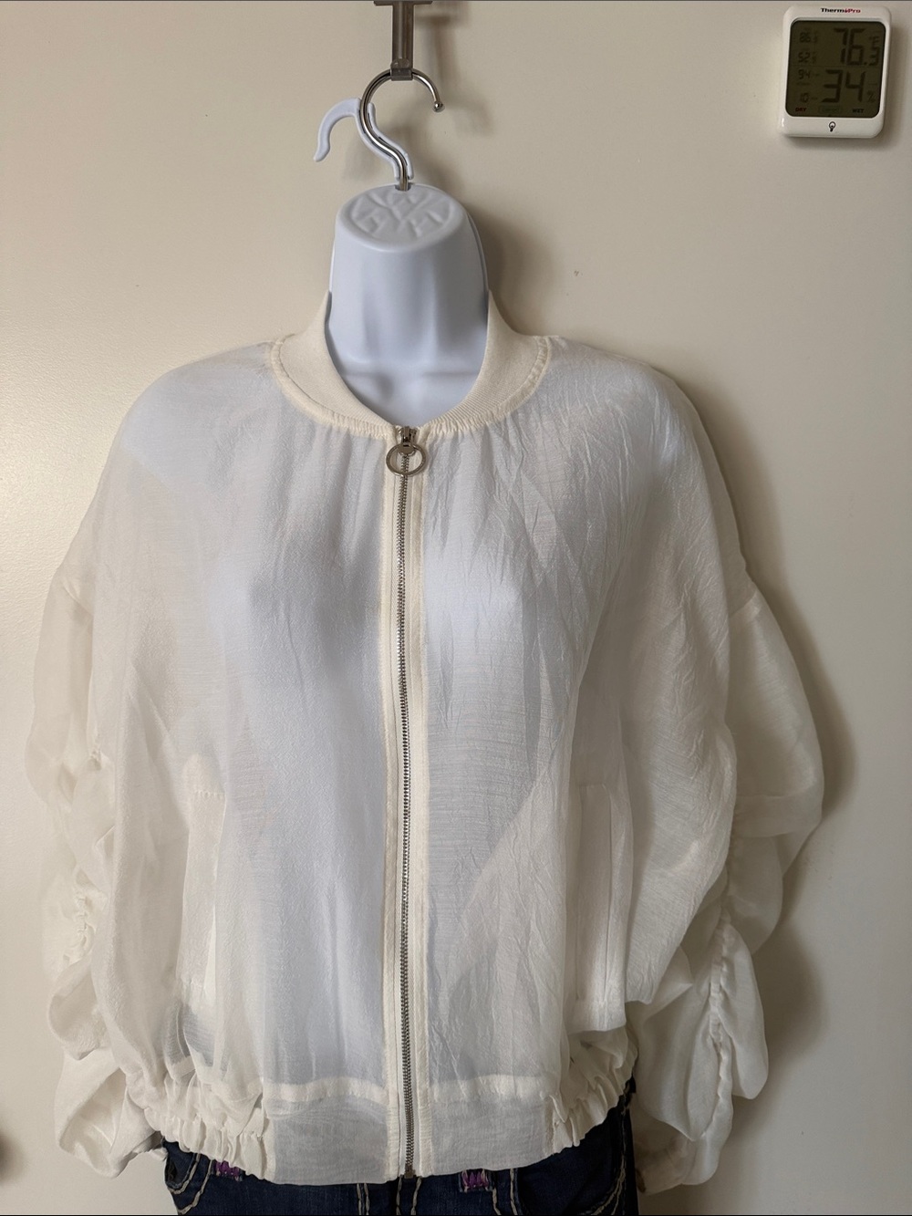 Roberto Cavalli Sheer white Bomber Jacket